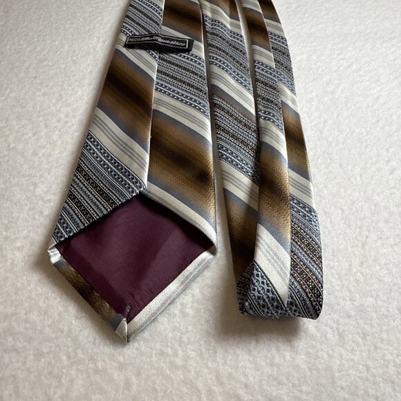 2 Vintage Sears The Men's Store Neck Tie Brown Blue Gold Tan - Picture 10 of 11